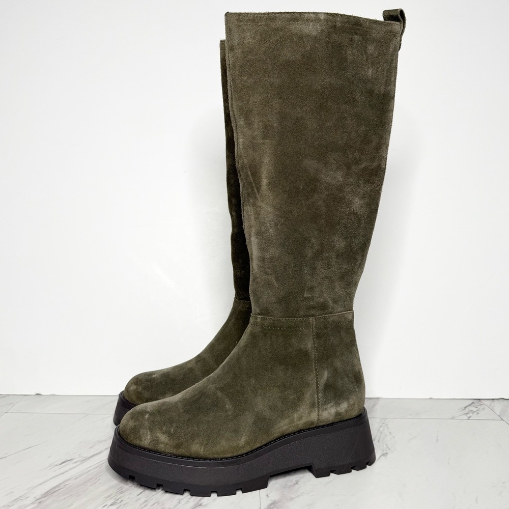 Vince Camuto Nettrio Green Suede Lug Sole Tall Boot 6 1/2 M